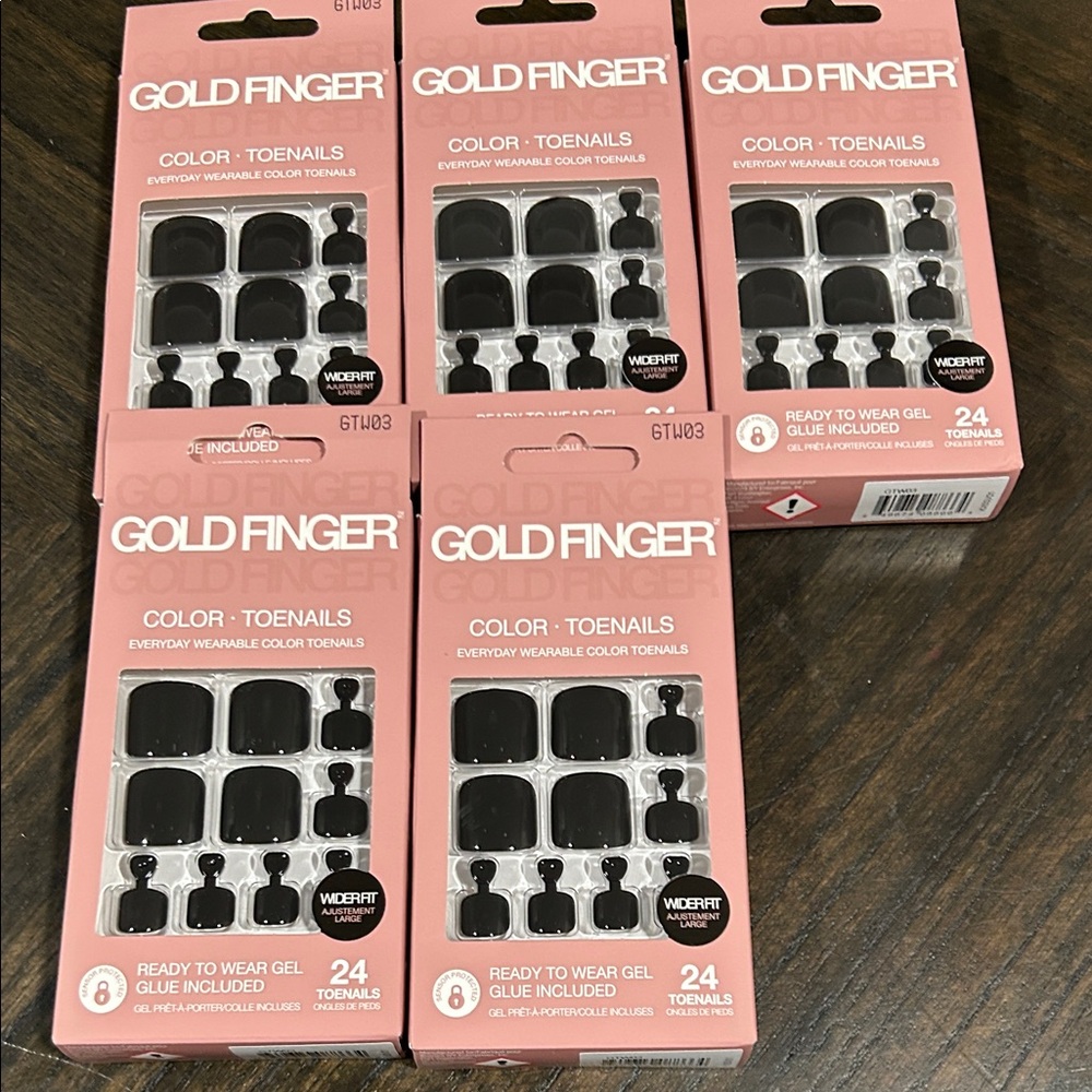 Black Toenail Gel Tips - 24 Ready-to-Wear Toenails (Pack)